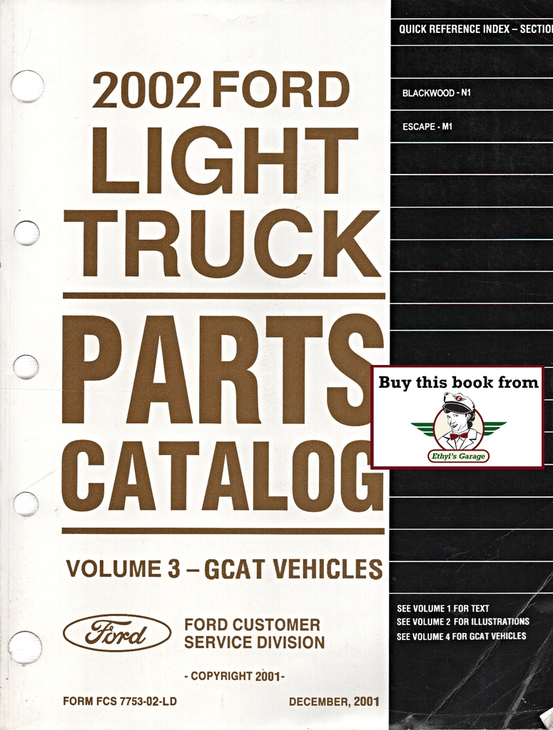 2002 Ford Truck Parts Catalog Vol 3 Lincoln Blackwood, Ford Escape